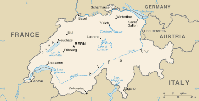 Switzerland map (World Factbook)