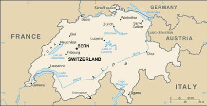 Switzerland map (World Factbook, modified)