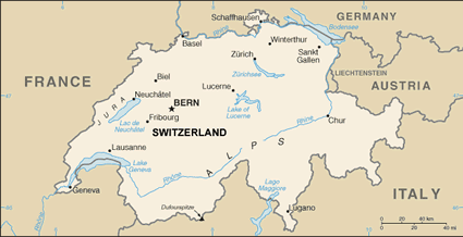 Switzerland map (World Factbook, modified) - Click Image to Close