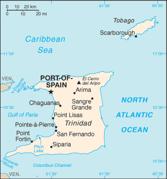 Trinidad and Tobago map (World Factbook)