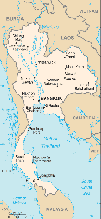 Thailand map (World Factbook)