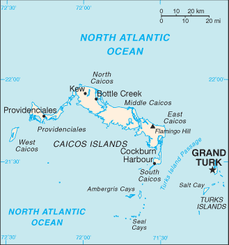 Turks and Caicos Islands map (World Factbook, modified)