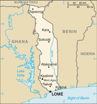 Togo map (World Factbook)