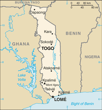 Togo map (World Factbook, modified)