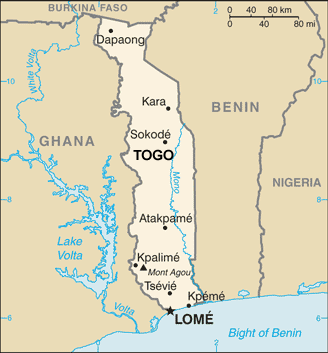 Togo map (World Factbook, modified) - Click Image to Close