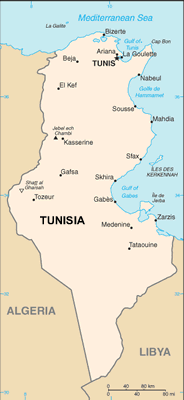 Tunisia map (World Factbook, modified)