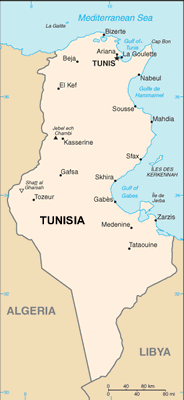 (image for) Tunisia map (World Factbook, modified)