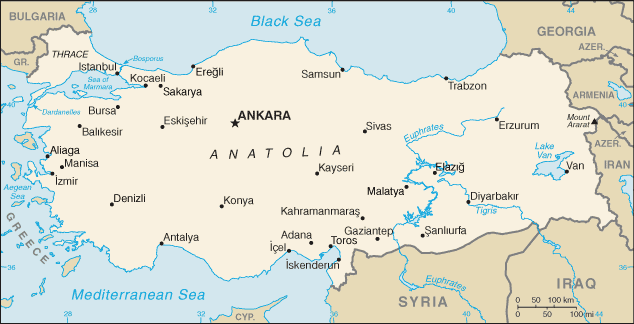 Turkey map (World Factbook)