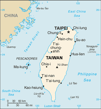 Taiwan map (World Factbook, modified)