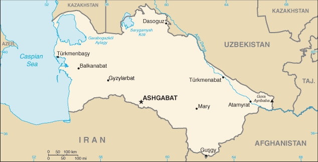 Turkmenistan map (World Factbook)