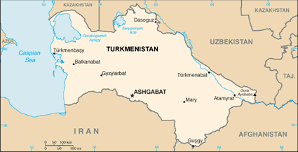 Turkmenistan map (World Factbook, modified)