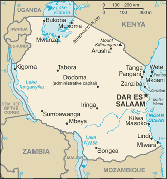 Tanzania map (World Factbook) - Click Image to Close