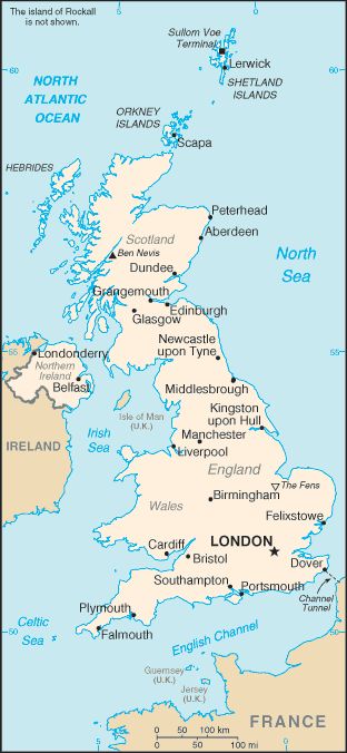 United Kingdom map (World Factbook)