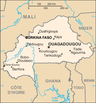 Burkina Faso map (World Factbook, modified)