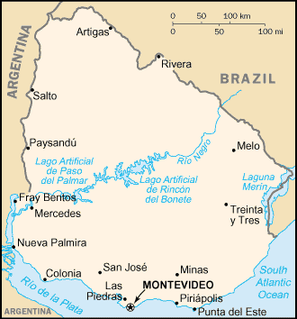 Uruguay map (World Factbook)