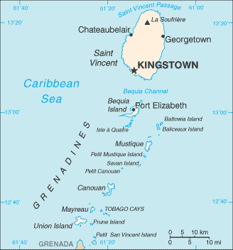 Saint Vincent and the Grenadines map (World Factbook)