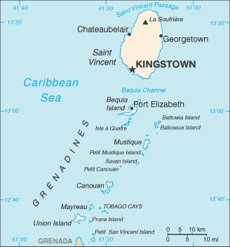 Saint Vincent and the Grenadines map (World Factbook, modified) - Click Image to Close