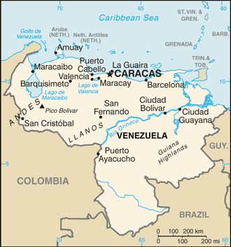 Venezuela map (World Factbook, modified)