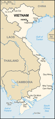 Vietnam map (World Factbook, modified) - Click Image to Close