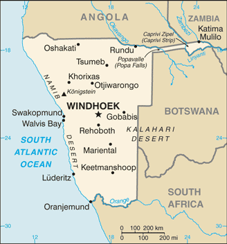 Namibia map (World Factbook)