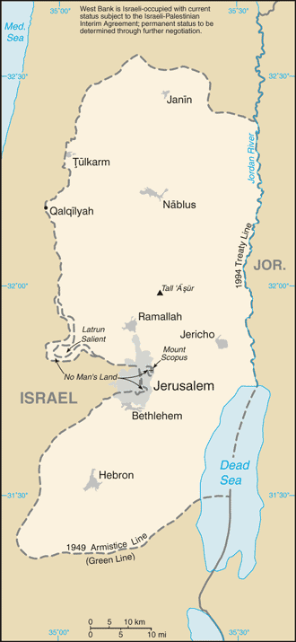 West Bank map (World Factbook)