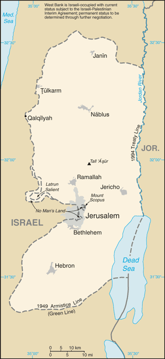 (image for) West Bank map (World Factbook)