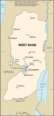 (image for) West Bank map (World Factbook, modified)