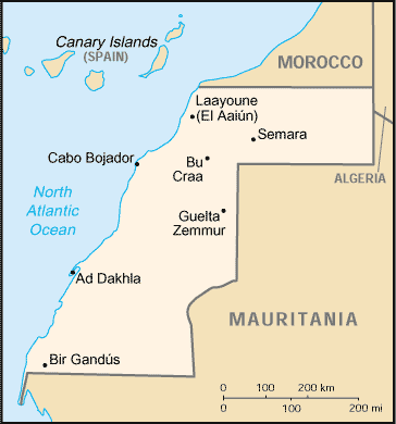 Western Sahara map (World Factbook)