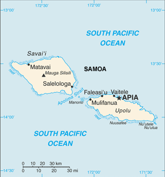 Samoa map (World Factbook, modified) - Click Image to Close