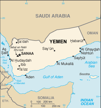 Yemen map (World Factbook, modified) - Click Image to Close