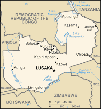 Zambia map (World Factbook)