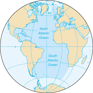 Atlantic Ocean map (World Factbook)