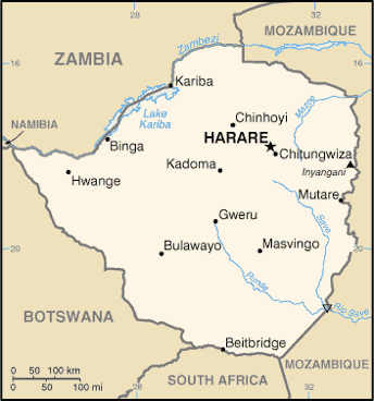 Zimbabwe map (World Factbook)