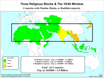 Three Religious Blocks & The 10/40 Window - Click Image to Close