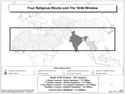 Four Religious Blocks and The 10/40 Window (BW)