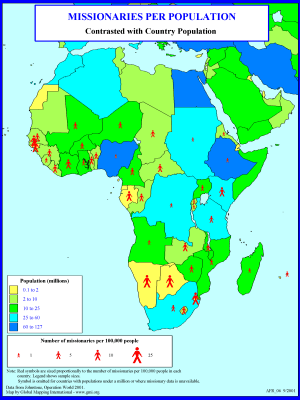 Missionaries per Population - as of 2000