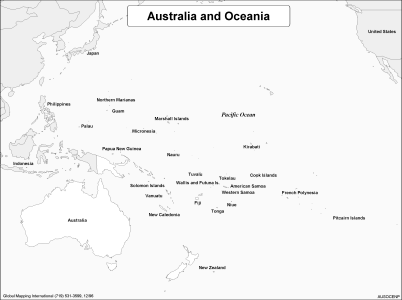 Australia and Oceania (BW) - Click Image to Close