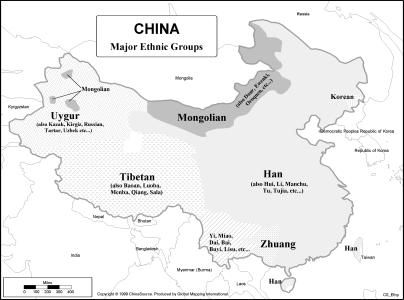 China - Major Ethnic Groups (BW)