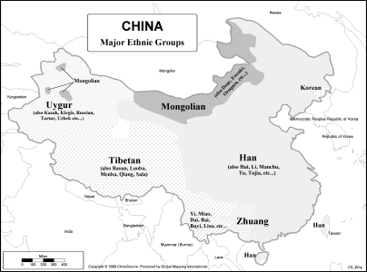 China - Major Ethnic Groups (BW) - Click Image to Close