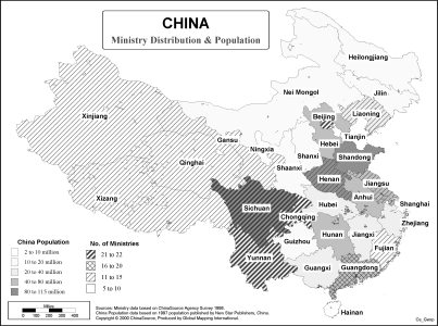 China - Ministry Distribution & Population (BW)