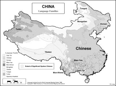 China - Language Families (BW) - Click Image to Close