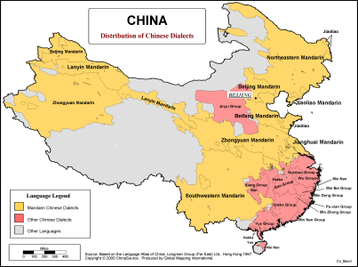 China - Distribution of Chinese Dialects