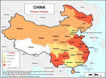 China - Percent Christian - Click Image to Close