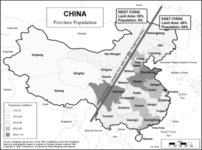 China - Province Population (BW) - Click Image to Close