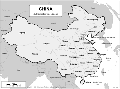 China - Administrative Areas (BW) - Click Image to Close