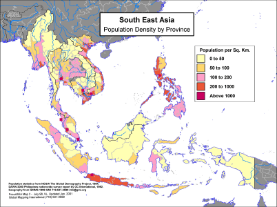 South East Asia - Population Density by Province - Click Image to Close