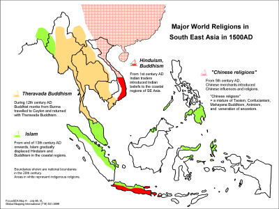 Major World Religions in South East Asia in 1500AD