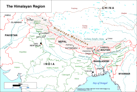 The Himalayan Region (major geographical features and cities)