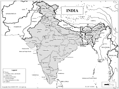Basemap of India (BW)