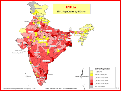 India - 1991 Population by District